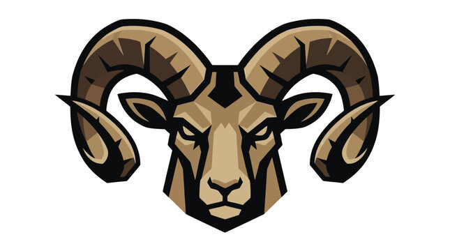 Ram Head Mascot Logo, Aggressive Mountain Sheep Animal