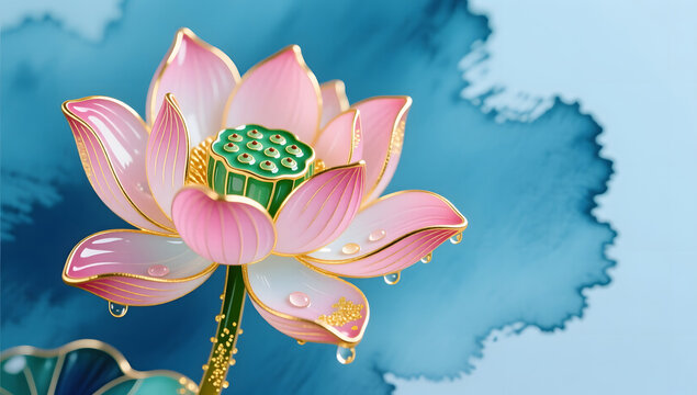 Elegant Lotus Flower for Summer Solstice Illustration