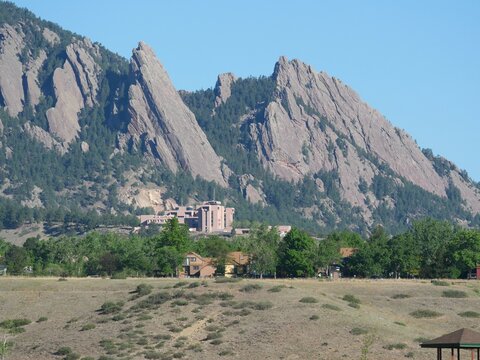 NCAR Building Beneath the Flatirons in Boulder Colorado on a Clear Spring Day