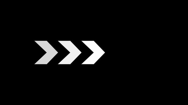 Direction concept, neon arrow icon, arrows indicates the direction of the overlay video layer. and looping neon line arrow icon 4k video animation .