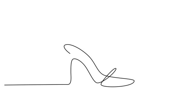 Stylish High Heel Shoe, Continuous Line Drawing, Fashion Illustration, Vector Footwear Design 4k video