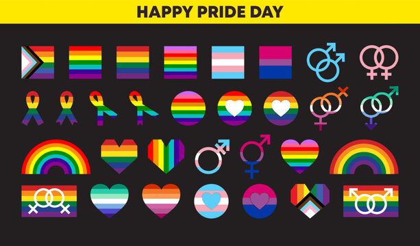 Rainbow icon vector set for pride celebration theme