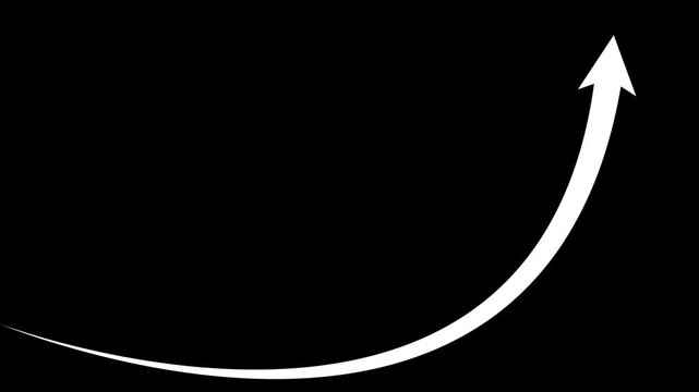 Business growth arrow and graph chart, Business line arrow, improvement, business strategy, arrow rising up. Arrows animation black background white color 4k video animation.