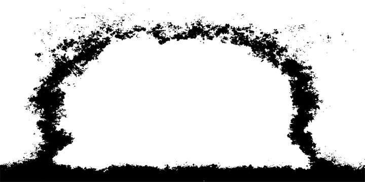 Vintage black vector illustration featuring a messy grunge texture border and a rough grass silhouette frame for your dirty paper art design