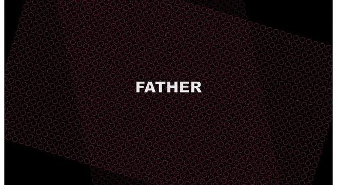 Father typography motion with red geometric circle pattern animation