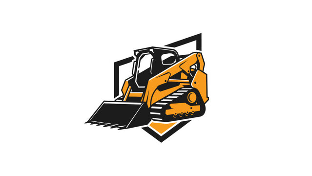 Orange Skid Steer Loader Icon.