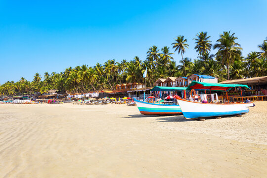Boats at the Palolem Beach in Goa, India