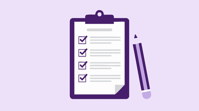 Checklist on clipboard with pencil. Task management and planning concept.