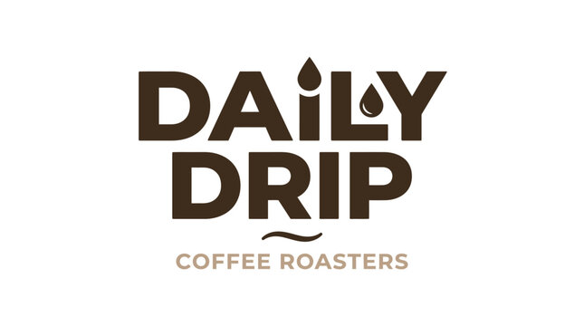Daily Drip Coffee Roasters Logo - Fresh Coffee Beans and Brewing Concept