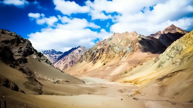 Aconcagua, a mountain in the Andes Mountains between Chile and Argentina. Time lapse.