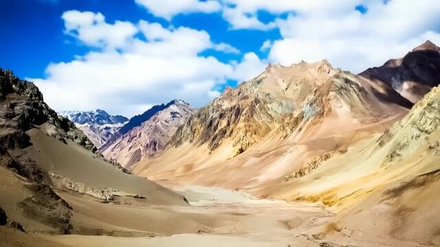 Aconcagua, a mountain in the Andes Mountains between Chile and Argentina. Time lapse.