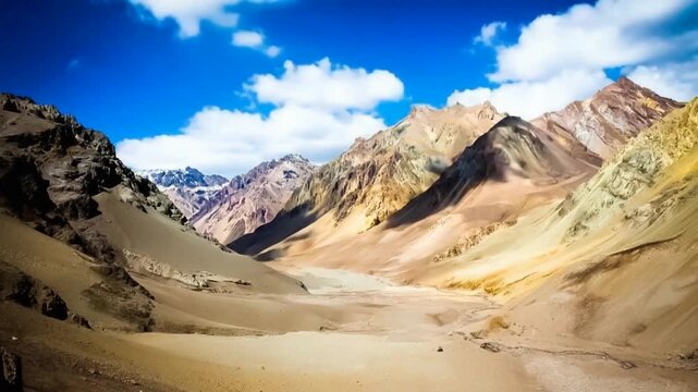 Aconcagua, a mountain in the Andes Mountains between Chile and Argentina. Time lapse.