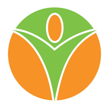 Human and letter v icon design brand