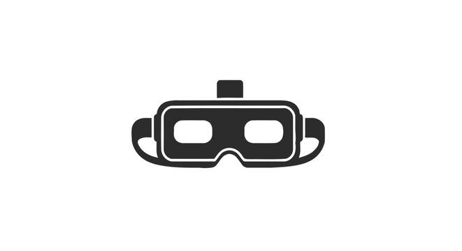 Virtual Reality Headset Icon Simple Black Silhouette.