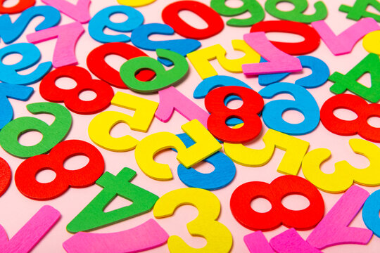 Background of numbers. Number wood block cubes for learning Mathematic, education math concept. childhood education. numbers kids. Numbers texture. Finance data concept. pattern with numbers. 