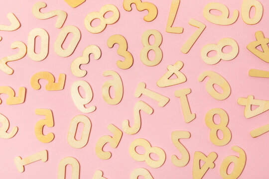 Background of numbers. Number wood block cubes for learning Mathematic, education math concept. childhood education. numbers kids. Numbers texture. Finance data concept. pattern with numbers. 