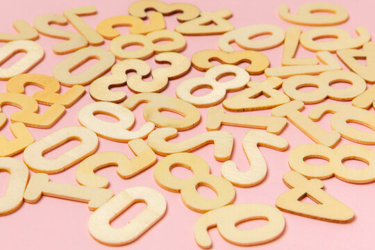 Background of numbers. Number wood block cubes for learning Mathematic, education math concept. childhood education. numbers kids. Numbers texture. Finance data concept. pattern with numbers. 