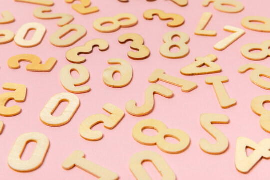 Background of numbers. Number wood block cubes for learning Mathematic, education math concept. childhood education. numbers kids. Numbers texture. Finance data concept. pattern with numbers. 