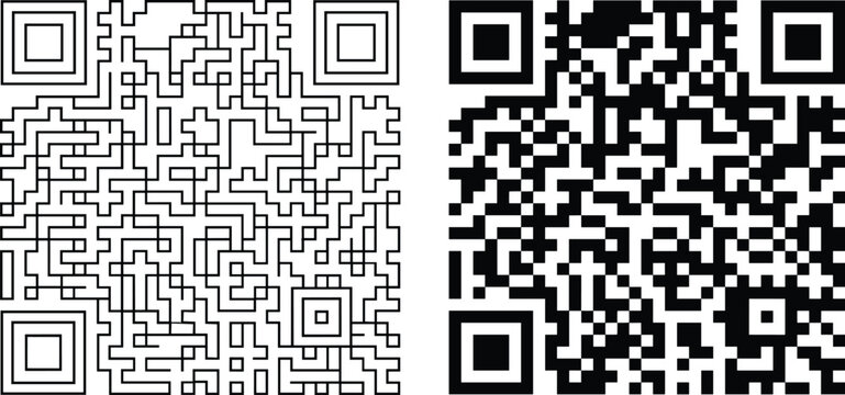 QR code barcode icons set with digital scanning symbols for mobile payment and data access concepts