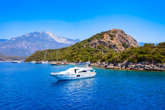 Boat at the Gemiler or St. Nicholas Island in Turkey
