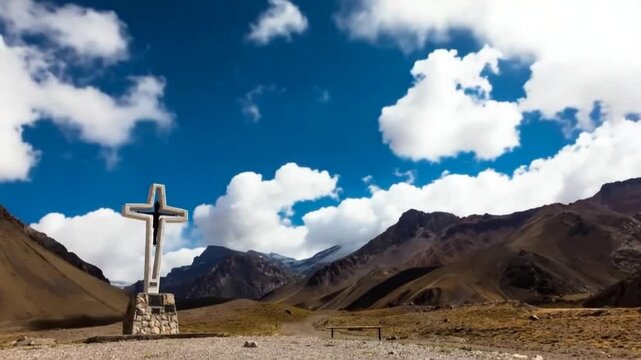 Aconcagua, a mountain in the Andes Mountains between Chile and Argentina. Time lapse.