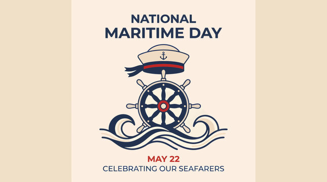 National Maritime Day Celebration with Ship Wheel and Sailor Hat