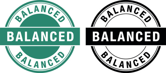 Obraz premium Balanced stamp badge vector icon set in green and black for labels, certifications, and branding