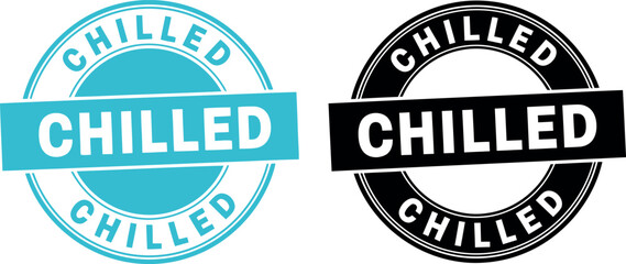 Obraz premium Chilled Label Badge Icons in Blue and Black for Food Packaging and Cold Storage Branding