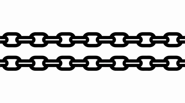 Black chain silhouette with repeating links on a white background two parallel rows