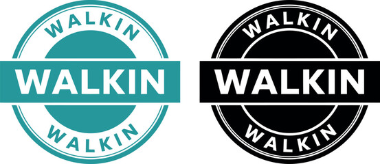 Obraz premium Modern Walk-In Badge Logo Set in Teal and Black Circular Design for Business Signage