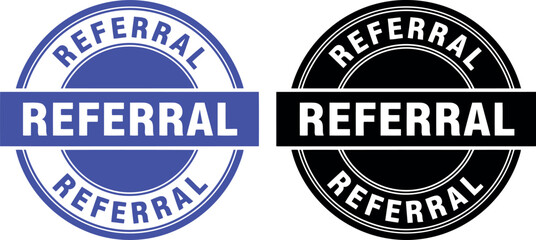 Fototapeta premium Referral badge icons set in blue and black for business marketing, loyalty programs, and customer rewards