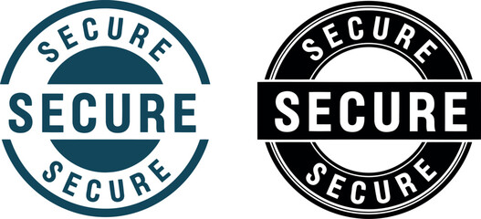 Obraz premium Secure badge icons set in modern flat and vintage style for website, app, and digital security branding