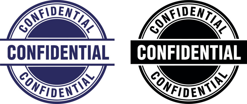 Confidential Stamp Vector Set in Blue and Black for Business Security and Document Privacy