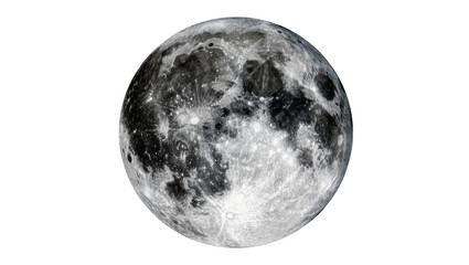 Detailed full moon with craters and maria, isolated on transparent background © Adrian