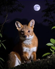 Naklejka premium A dhole rat genetic hybrid experiment ai-generated, fictional species in a lunar shadow