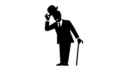 Hat off vector illustration gentleman greeting gesture isolated on white © MdMiraz