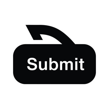 Black Submit Button Icon with Right Arrow Vector Illustration