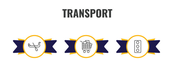 transport outline icon set. thin line gondola, cart with boxes, car traffic icons. editable vector © Farahim
