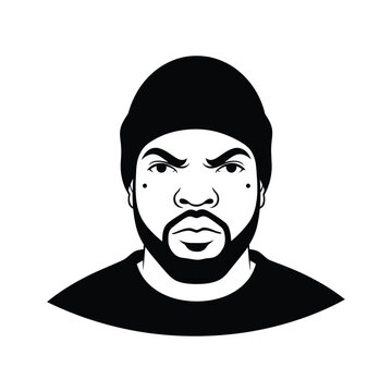 Angry man with mustache and goatee vector portrait illustration