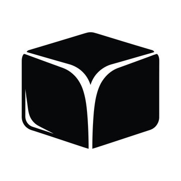 Black and White Minimalist Abstract 3D Cube Icon Illustration