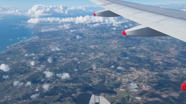 Travel to Azores, Sao Miguel dos A&ccedil;ores. Airplane view