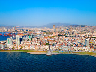 Obraz premium Izmir city centre aerial panoramic view in Turkey