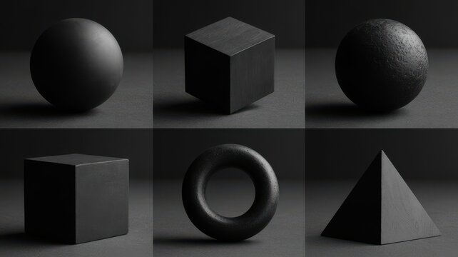Collection of Geometric Shapes in Black
