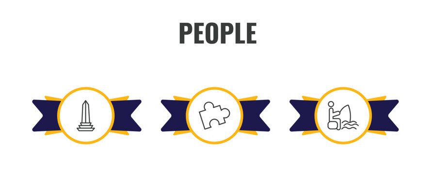 people outline icon set. thin line venezuelan, mind game, sitting man fishing icons. editable vector