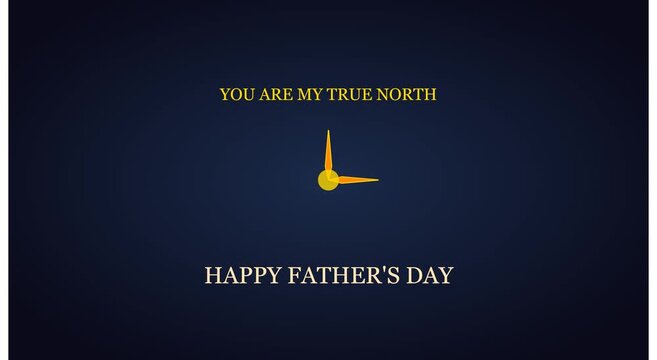 Happy father's day greeting with true north compass motion animation