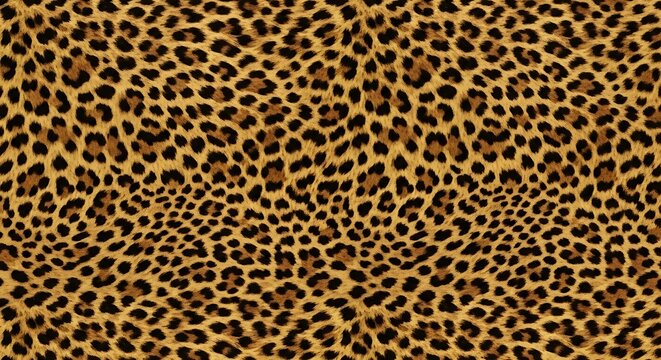 Realistic leopard print pattern with rich brown spots on a golden background