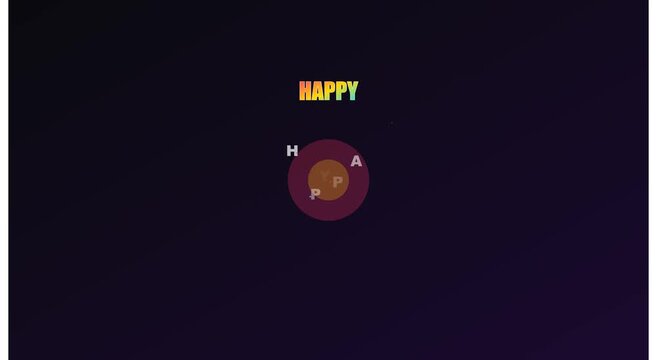 Happy typography motion with colorful gradient text animation