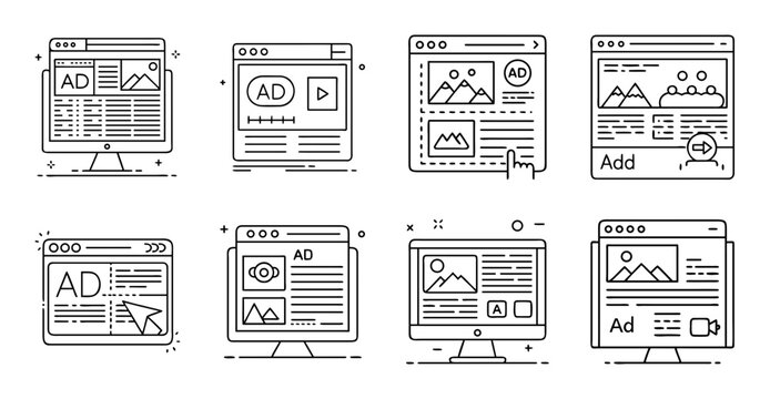 Mobile app design wireframe layouts on devices - Collection of smartphone and tablet app wireframes in grayscale for mobile design concept and development.
