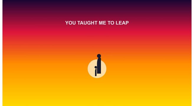 Inspirational parent and child silhouette with motivational quote animation