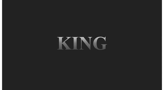 King typography motion with metallic silver text effect animation